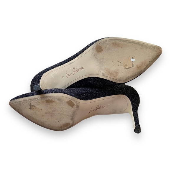 SAM Edelman Olson Black Sparkle Pointed Toe Stretch Heeled Booties | Size 9 - Picture 10 of 16